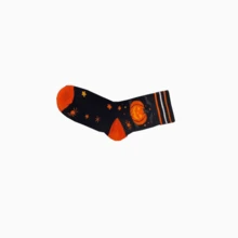 3 Pairs Halloween Pumpkin Bat Crew Socks, Soft Cotton Holiday Printed Casual Socks - Multicolor - View 6