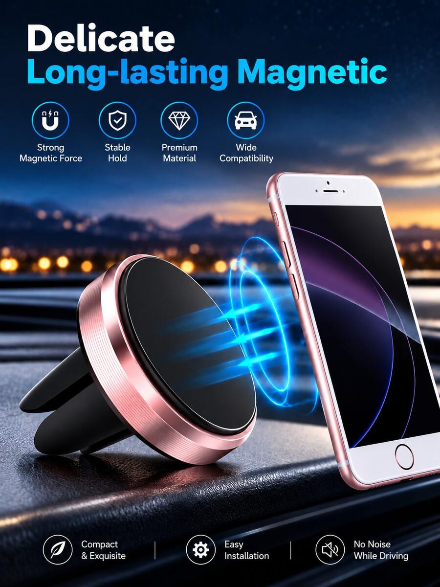 1/2/PCS Magnetic Car Air Vent Phone Holder, Magnetic Clip-On Universal Mount, Car Phone Mount, Hands-Free Navigation, Easy Installation, Daily Commute, Road Trip, Fall Travel, Football Season, Halloween Gift