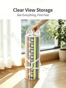 PVC Gift Wrapping Paper Storage Bag With Top And Side Handles, Wear-Resistant Tubular Container Organizer Bag, Suitable For Gift Wrapping & Decoration, Room Decor Storage, Christmas Bedroom Decoration, Home Decor, Car Accessories, Bathroom Storage, Household Supplies - Multicolor - View 5
