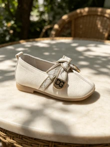 Girls' Faux Leather Square Toe Slip-On Flat Shoes, Soft Sole Dress Flats, Suitable For Autumn Back To School, Daily, Party, Outdoor Wear - Champagne - View 4