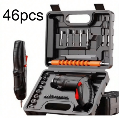 46pcs Multifunctional Electric Screwdriver Equipped With Bits, Featuring A High-Quality Lithium Battery For Extended Use, An LED For In Dark Conditions, And Upgraded High Torque For Quickly Tightening Screws