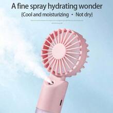 Mini Handheld Mist Fan, Portable Electric Fan, 2-Speed Adjustable, 500mAh Battery, Desktop Fan For Summer, Humidifying & Cooling, Suitable For Indoor/Outdoor Camping, Rechargeable Fan For Students - Multicolor - View 3