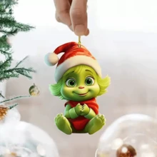 Panini Grinch 聖誕樹吊飾，壓克力吊墜裝飾，多款綠色角色吊墜，適用於聖誕樹、居家節日派對裝飾 - 多款 - 查看 3