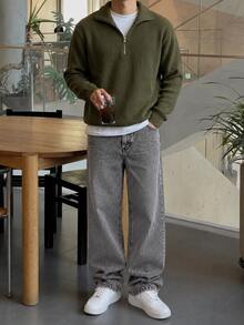Men's Casual Versatile Everyday Denim Jeans - Grey - View 2