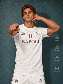 Men's Naples Football Jersey T-Shirt, Italian Naples Inspired Top, Suitable For Matches, Street, Parties And Daily Wear, Perfect For Men, Fans, Great Gift - White - View 4