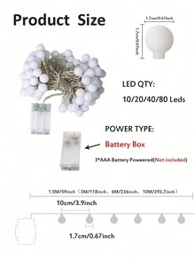 1Pack LED Colorful Ball String Lights, LED Frosted Small Ball String Lights,Ball Fairy String Lights,Indoor Decorative String Lights,Suitable For Outdoor, Atmosphere Decoration, Christmas Holiday Decoration (Battery Powered, Batteries Not Included) - Colorful - View 3