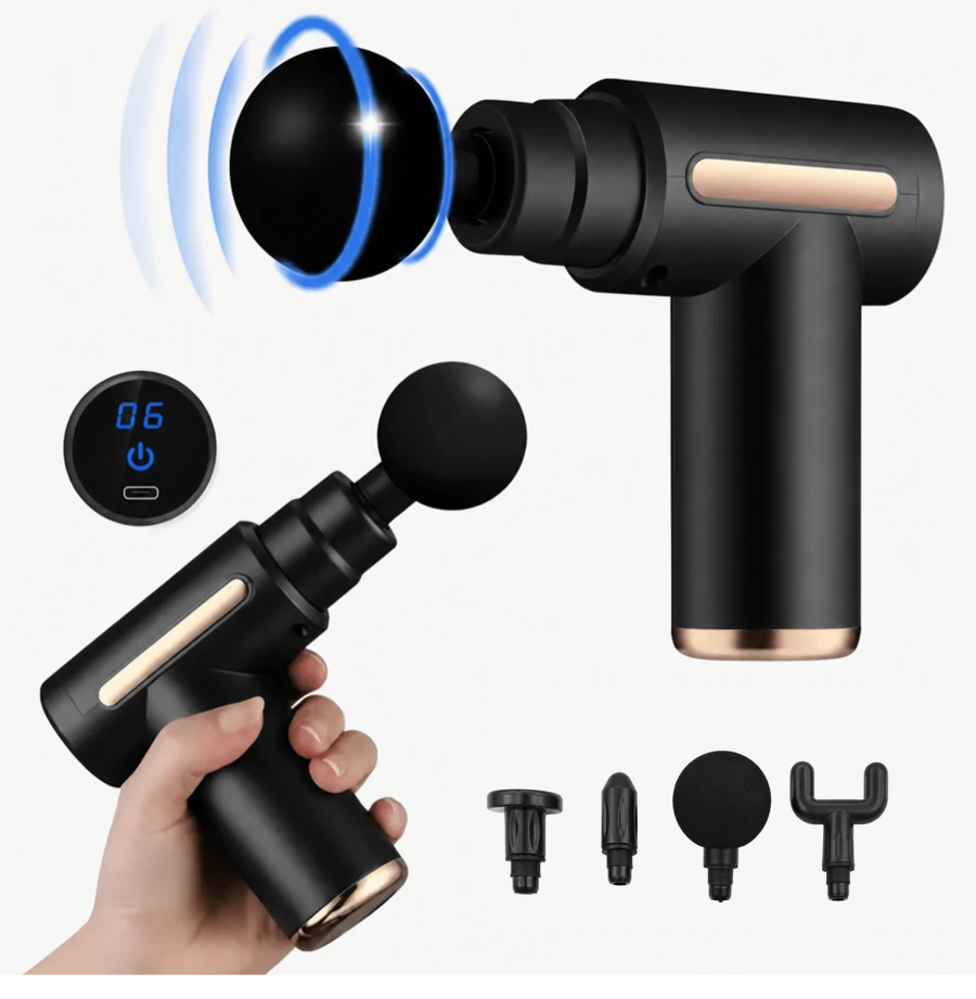 LEVIATECH Portable Mini Massage Gun With LED Touch Screen, Adjustable Speed, Rechargeable Design, 4 Interchangeable Massage Heads, Deep Tissue Percussion Massager For Neck, Shoulders, Back, Waist And Full Body, Gift For Men And Women - Liquid Crystal - View 1