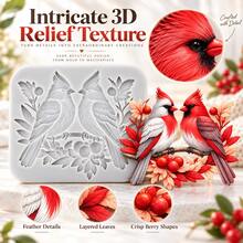 1pc Christmas Cardinal Silicone Mold, Candle Mold, Soap Mold, Resin Molds, DIY Soft Pottery Clay Drop Glue Decorative Mold, Plaster Mold, Hand Decorative Art Tools, Multi-Purpose Silicone Mold - Multicolor - View 4