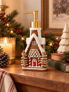 Christmas Gingerbread House Soap Dispenser, Refillable Liquid Hand Soap Lotion Pump Bottle, Holiday Bathroom Vanity Countertop Decor, Kitchen Sink Accessory, Xmas Home Decoration, Christmas Gift - A - View 3
