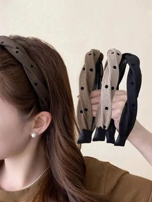 4pcs/1pc Twisted Fabric Headband, Mini Polka Dot Thin Hairband, Vacation Style, Essential For Beach, Weekend And Commute Outfits - Multicolor - View 2