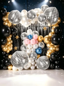 1/5/10 22-Inch Disco Balloons, 4D Spherical Mirrored Metal Balloons, Mixed Sizes, Disco Laser Foil Balloons, Metallic Disco-Themed Party Decorations, Birthday Party Decorations, Wedding Decorations, Christmas Decorations. - Multicolor - View 3