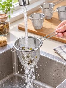 4pcs/2pcs/1pc Ultra Fine Mesh Tea Strainer, Stainless Steel Loose Leaf Tea Filter With Long Handle, Reusable Tea Infuser Basket, Suitable For Cups, Mugs And Teapots, Home & Office Kitchen Tea Brewing Accessories - Multicolor - View 7