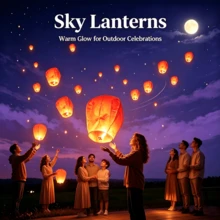 3/5/10/20pcs Floating Wish Lanterns, Romantic Outdoor Celebration Wedding New Year Birthday Party Background Decor Lights, Lightweight Paper Festival Decorations - View 1
