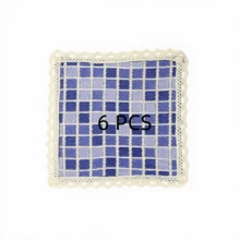 6入經典小格紋布製杯墊 10*10cm/3.9*3.94英吋 正方形 精緻蕾絲飾邊 適用廚房檯面 餐桌 咖啡吧 家居裝飾 新娘送禮會 下午茶派對 婚宴 室內書桌 - 寶藍色 - 查看 7