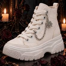 1pc Gothic Spider Web Shoelace Chain, Punk Dark Style Shoe Accessory, Suitable For Sneakers And Cosplay, Unisex, Halloween Party And Daily Wear - Silver - View 4