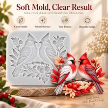 1pc Christmas Cardinal Silicone Mold, Candle Mold, Soap Mold, Resin Molds, DIY Soft Pottery Clay Drop Glue Decorative Mold, Plaster Mold, Hand Decorative Art Tools, Multi-Purpose Silicone Mold - Multicolor - View 6