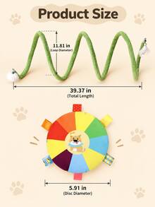 Foldable Cat Tunnel Spiral Interactive Toy, Detachable Bell, Indoor Self-Play Training Equipment, Mouse Feather Teaser Wand, Kitten Energy Consumption Activity Tube, Crinkle Sound Pet Supplies, Ferret Rabbit Puppy Exercise Accessory Set - Multicolor - View 2