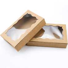 20pcs/10pcs/1pc Square Pastry Gift Boxes With Transparent Window, 7*4.3*1.5 Inches, Brown Bread Snack Boxes, Premium Gift Boxes Suitable For Packaging Desserts, Donuts, Pies, Candies, Cakes, Muffins And Macarons - Brown - View 6