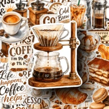 50pcs Positive Coffee Style Stickers Dedicated Deck Card Games Games & Accessories, Perfect For Laptops Water Bottles Notebooks, Bring Warm And Cheerful Mood, Ideal For Daily Use, Coffee Shop Decor And Gift - 50pcs - View 6