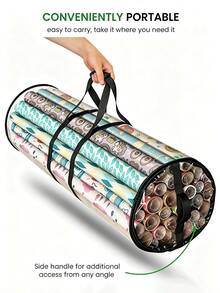PVC Gift Wrapping Paper Storage Bag With Top And Side Handles, Wear-Resistant Tubular Container Organizer Bag, Suitable For Gift Wrapping & Decoration, Room Decor Storage, Christmas Bedroom Decoration, Home Decor, Car Accessories, Bathroom Storage, Household Supplies - Multicolor - View 10