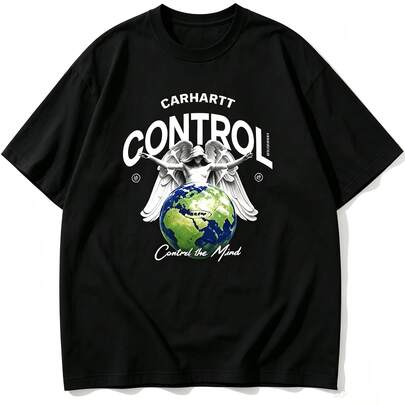 Carhartt Vintage Control Angel & Earth Print T Shirt, Casual Oversized Short Sleeve Tee, Black & White Available