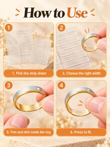2/1 Set Pita Pengatur Ukuran Cincin Transparan, Pita Pengurang Ukuran Cincin Perekat Sendiri, Patch Pengecil Cincin Transparan Lembut, Cocok untuk Cincin Longgar, Dapat Digunakan Kembali, Patch Pengencang Cincin Perak Emas yang Nyaman dan Tidak Tebal, Film Pengatur Ukuran Cincin Fleksibel - beraneka warna - View 6