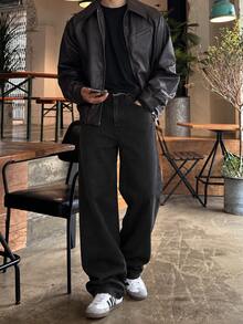 Men's Casual Versatile Daily Wear Jeans - Black - View 2