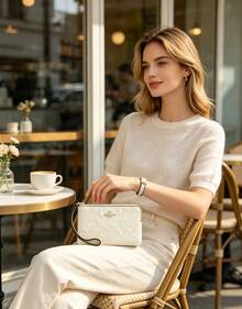 Coach Corner Zip Wristlet In Signature Canvas With Stripe - 杏色 - 查看 3