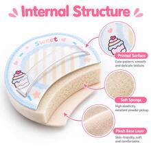 1pc Cartoon Marshmallow Makeup Powder Puff, Soft Dual-Use Dry And Wet Powder Puff, Suitable For Foundation And Loose Powder - Baby Blue - View 2