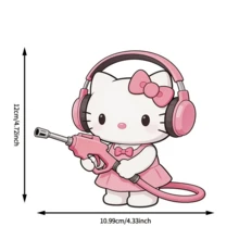 SANRIO 1pc Pink Headset Hello Kitty Car Sticker, Perfect For Fuel Tank Cap Decoration. Add Fun And Cute Vibes To Your Vehicle With This Decorative Fuel Lid Sticker, It's A Gift For Hello Kitty Fans, Also A Great Gift For Family And Friends - A - View 5