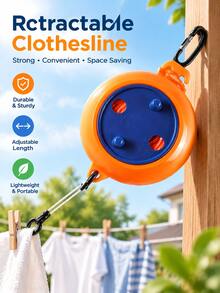 1pc 32ft Retractable Camping Clothesline, Portable Travel Clothesline With Handle, Durable Plastic Design, Suitable For Camping, Fishing, Hiking, RV, Beach Outdoor Clothesline, Autumn Camping Gear Holiday Gift - Multicolor - View 2