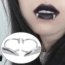 2 st Halloween vampyrhörn U-formade läppringar i rostfritt stål, läpppiercing för cosplay, smycken - Multifärgad - Visa 5