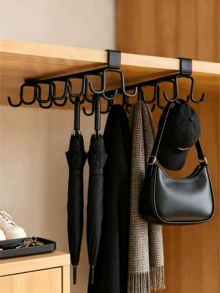 1pc Hat And Bag Storage Rack, Belt Storage Rack, Wardrobe Accessory Organizer Multi-Purpose, With 6 Hat Hooks, No-Drill Wall Mounted Closet Hanging Rack, Space Saving Coat Scarf Tie Holder, Entryway Bedroom Dorm Door Cabinet Organizer - Multicolor - View 4