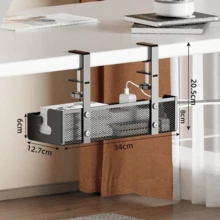 No-Drill Under-Desk Cable Organizer Socket Mount Bracket Office Desk Mesh Hanging Basket Storage Rack - Multicolor - View 11