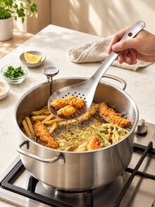 1/2Pcs Stainless Steel Slotted Spoon Set, Kitchen Strainer Ladle With Long Handle, Perforated Cooking Spoon For Soup, Pasta And Frying Food - Multicolor - View 3