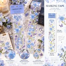 Cinta adhesiva larga de PET para embalaje, pegatina decorativa creativa con diseño floral, material DIY para planificador - Multicolor - Ver 8