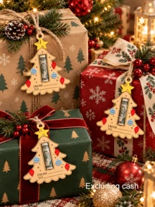 10pcs Christmas Tree Money Holder Decorations, Hand-Writable From-To Message, Gift Money Holder Decor, Christmas Tree Hanging Ornaments, Writable Christmas Tags, Christmas Gift Exchange Surprise Cards, Family Gathering Party Decorations, Christmas Stocking Filler Gifts, New Year Winter Holiday Gift Decor (Multi-Color) - Multi-color - View 5