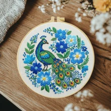 1PC 20*20cm/7.9*7.9in,The Beautiful Peacock Embroidery Kit, DIY Handmade Embroidery Set For Adult Beginners, Home Gift, Women's Sewing Gift, Including User Manual, Printed Pattern Fabric, Embroidery Frame, Needle And Thread. - The Beautiful Peacock - View 14