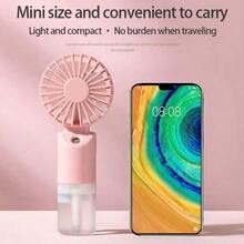 Mini Handheld Mist Fan, Portable Electric Fan, 2-Speed Adjustable, 500mAh Battery, Desktop Fan For Summer, Humidifying & Cooling, Suitable For Indoor/Outdoor Camping, Rechargeable Fan For Students - Multicolor - View 2