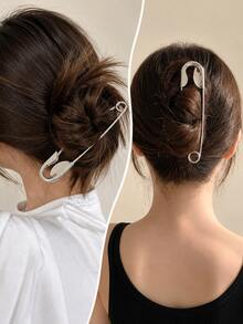 topshiny 2pcs Oversized Safety Pin Hair Clips Minimalist Metal Hair Pin Clip For Women - Multicolor - View 4