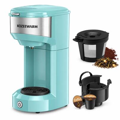 3-In-1 Single Serve Coffee Maker For K Pods, Ground Coffee & Tea, 90s Fast Brew, 6-14 Oz K Sizes, Auto Shut-Off, Compact Coffee Machine For Home, Office, Dorm & Travel
