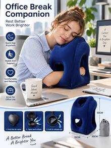 Inflatable Travel Pillow, Lightweight And Portable, Ergonomic Design; Suitable For Office (Including Students Napping On Desks), As Well As Airplane, Car Or Train. Holiday - One Size Fits All - View 3