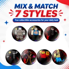 7pcs Roblox Theme Enamel Brooch Set, Round 4.5cm Eerie Badge, Gothic Skull & Horror Character Design, Durable Clasp, Suitable For Halloween Party, Cosplay, Backpack, Jacket, Bag Decoration, Horror Fan Gift - A - View 5