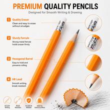 8/12/100pcs Yellow Graphite Pencil Set With Eraser, HB Writing Drawing Sketching Pencils, Classic Stationery Supplies, Back To School Essentials - Sets - View 3