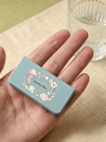 Cute Jellyfish Shell Print Mini Jewelry Storage Box, Comes With 2pcs Anti-Oxidation Storage Bags, Fashionable Small Accessories Organizer Box, Portable Travel Jewelry Box, Compartment Storage For Earrings, Rings, Necklaces, Suitable For Outings, Dorms, Makeup Vanity, Christmas Gift, Empty Box Only - Multicolor - View 8