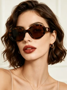 1 Pair Unisex Leopard Print Bohemian Style Fashion Glasses, Suitable For Vacation, Travel, Beach, Elegant Design - Flower Tea Sachet - View 2
