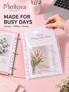 50pcs/100pcs 1pack Clear 11-Hole Binder Pockets, Transparent Plastic Sheet Protector, Loose Leaf Document Storage Pouches For A4 Paper, Office School Filing Supplies - 11-hole Transparent File Bag - View 5