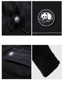 CAMEL CROWN Women's Ski Jacket Waterproof Warm Coat Winter Fleece Snow Coat Hooded Snowboarding Jacket - Phantom Black - View 2
