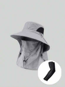 1 Piece Unisex Solid Color Sun Protection Neck Cover Outdoor Wide Brim Bucket Hat For Hiking, Fishing, Vacation, Suitable For Daily Outdoor Activities - Multicolor - View 10