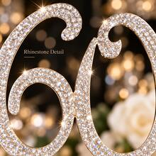 60 Number Rhinestone Cake Topper Sparkling Crystal Birthday Party Decoration Elegant Anniversary Wedding Cake Insert Decor 21x13cm - Style a - View 4